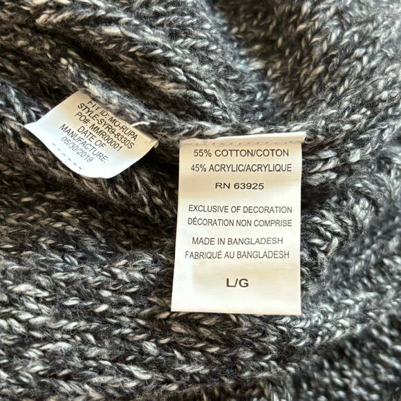 Retrofit Wms L Cowl Neck Drawstring Charcoal Gray Tunic Knit Sweater Cozycore - Picture 3 of 6